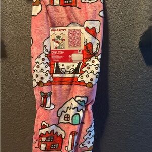 Hello Kitty Festive Pink and White Plush Christmas Throw